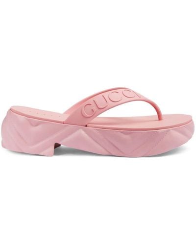 Gucci Tarifa Rubber Platform Flip Flops - Pink