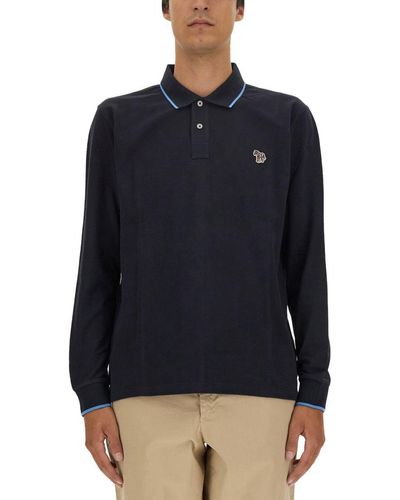 PS by Paul Smith Polo Shirt With Zebra Patch - Blue