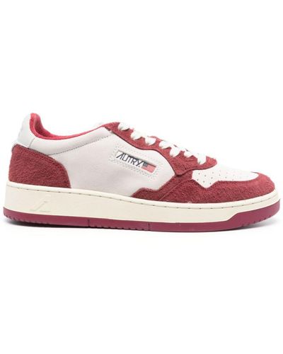 Autry And White Two-tone Leather Medalist Low Sneakers - Pink