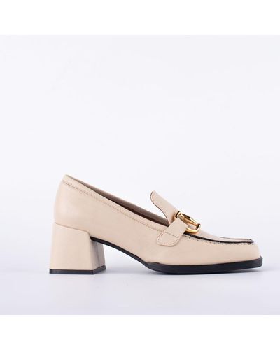 Ángel Alarcón Cream Leather Loafer With Metal Buckle - Pink