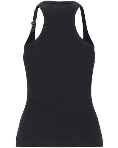Courreges Buckle Ribbed Tank Top - Black