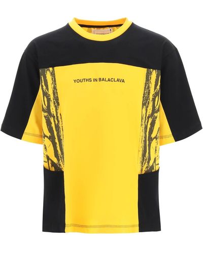 Youths in Balaclava Printed Two-tone T-shirt - Yellow