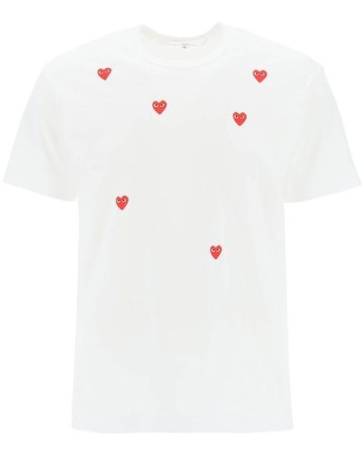 COMME DES GARÇONS PLAY "Round-Neck T-Shirt With Heart Pattern - White