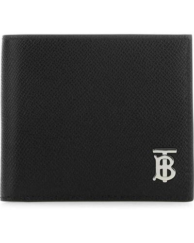 Burberry Black Leather Tb Wallet