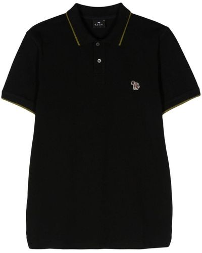 PS by Paul Smith Zebra Logo Cotton Polo Shirt - Black