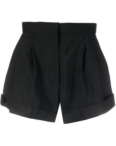 Alexander McQueen Pleat-detail Wool Tailored Shorts - Black