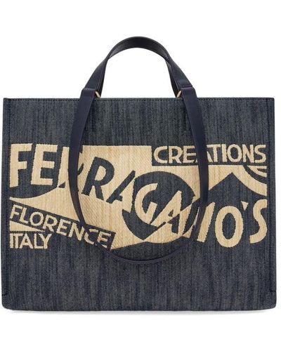 Ferragamo Tt Sign Media Bags - Blue