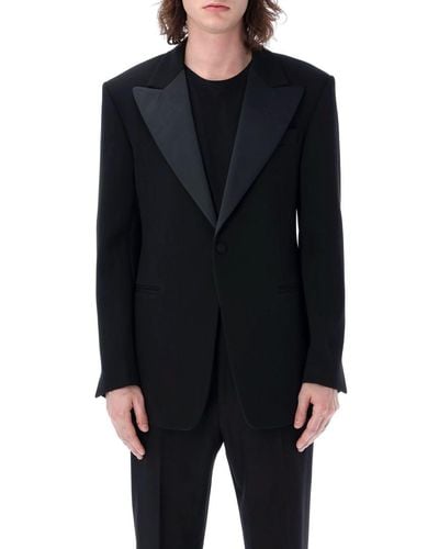 Ferragamo Single Breasted Tuxedo Blazer - Black