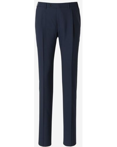 Canali Wool Pleated Pants - Blue