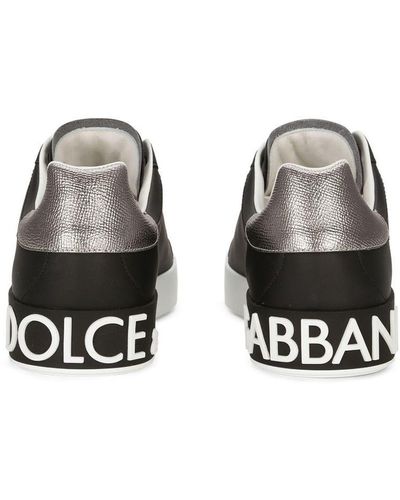 Dolce & Gabbana Portofino Branded-heel Leather Low-top Sneakers - Black