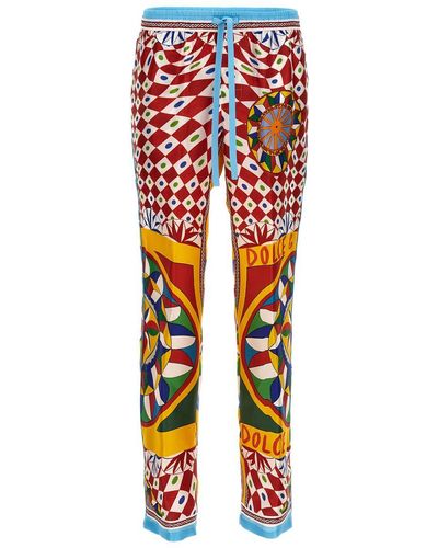 Dolce & Gabbana Carretto-print Silk Twill Jogging Pants - Multicolour