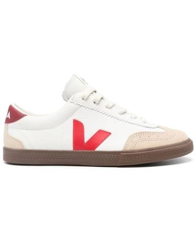 Veja Volley Panelled Leather Trainers - Pink