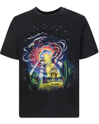 Casablanca Spaceship Cowboy Graphic T-shirt - Black