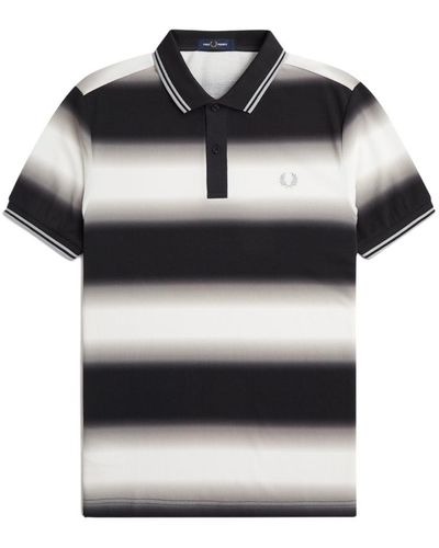 Fred Perry Fp Stripe Graphic Polo Shirt - Grey