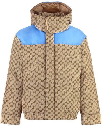 Gucci Gg Cotton Canvas Padded Jacket - Blue