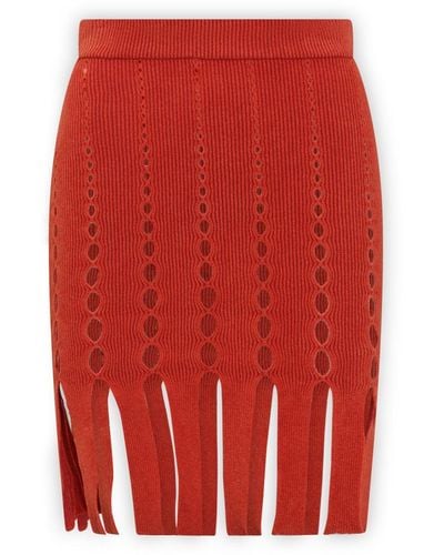 Ambush Cut Out Knit Skirt - Red