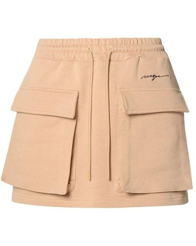 MSGM Beige Cotton Miniskirt - Natural