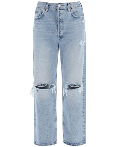 Agolde 90'S Destroyed Jeans With Distressed Details - Blue