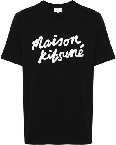 Maison Kitsuné Logo Cotton T-Shirt - Black