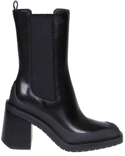 Tory Burch Leather Ankle Boots - Black