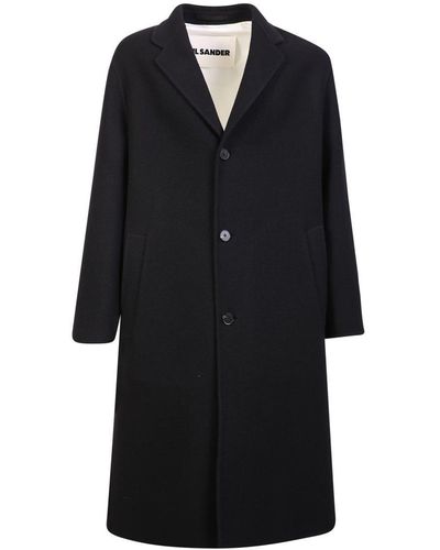 Jil Sander Blends Perfectly With Minimalism; This Wool Blend Coat Fully Reflects The Brand's Focus - Black