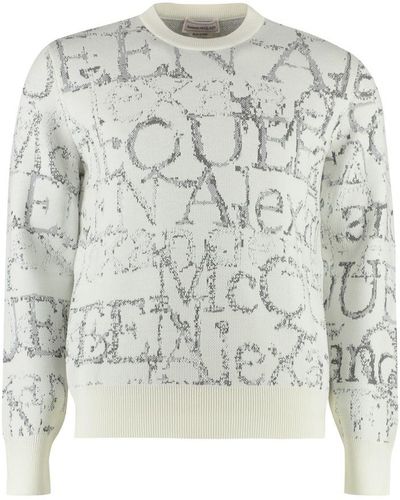 Alexander McQueen Jacquard Wool Sweater - White