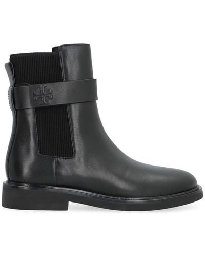 Tory Burch Leather Chelsea Boots - Black