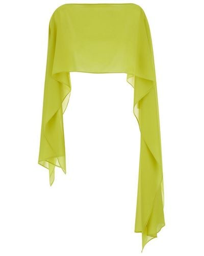 Plain Stole With Boat Neckline - Yellow