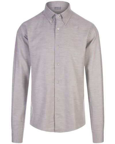 Fedeli Melange Stretch Cotton Shirt - Gray