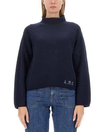 A.P.C. Jersey With Logo - Blue