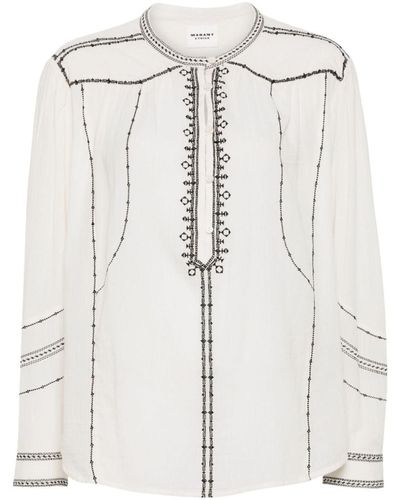 Isabel Marant Pelson Embroidered Cotton Blouse - Natural
