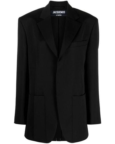 Jacquemus Virgin Wool Oversized Blazer - Black