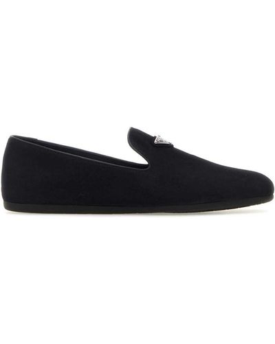 Prada Velvet Triangle Slippers - Black