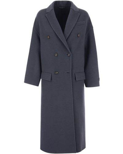 Brunello Cucinelli Wool And Cashmere Double-breasted Coat - Blue