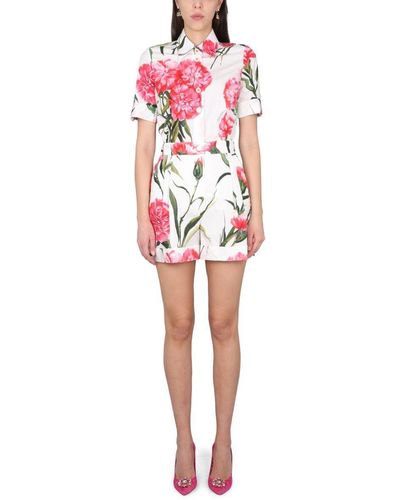 Dolce & Gabbana Short Jumpsuit With Carnation Print - Red