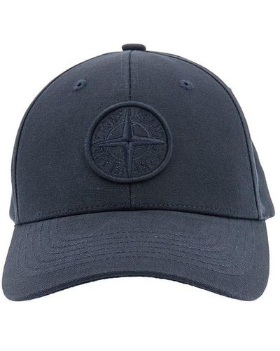 Stone Island Cap With Front Logo Embroidery - Blue