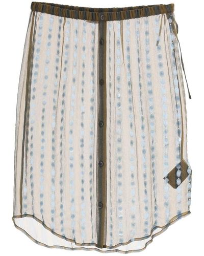 Dries Van Noten Striped Sequin Mini Skirt With Shirt - Grey