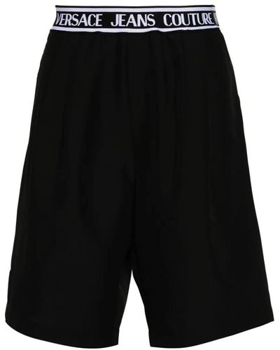 Versace Elastic Waist Logo Shorts Clothing - Black