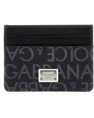 Dolce & Gabbana Jacquard Logo Cardholder Wallets, Card Holders - Black
