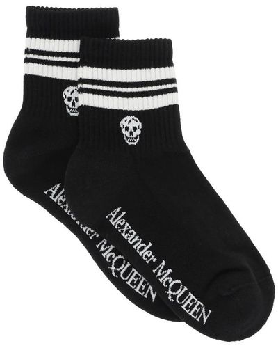 Alexander McQueen Stripe Skull Sports Socks - Black