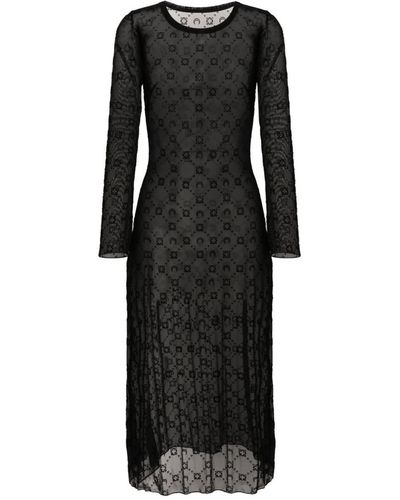 Marine Serre Moonogram Mesh Tube Dress - Black