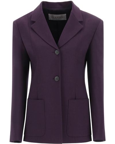 Valentino Wool And Silk Couture Blazer - Purple