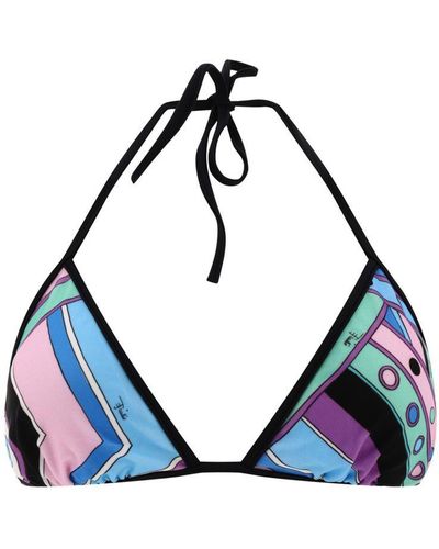 Emilio Pucci Vivara-print Bikini Top - Blue