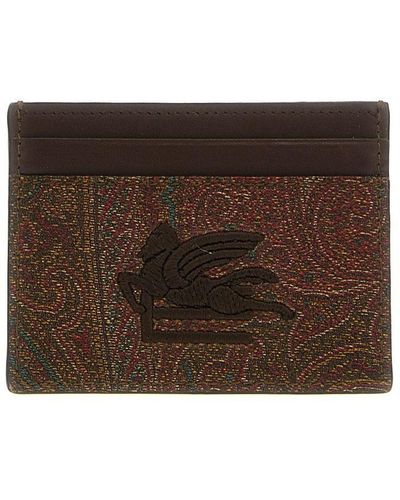 Etro Paisley Card Holder Wallets, Card Holders - Brown