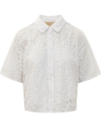 Michael Kors Michael Lace Crop Dwn Shirt - White