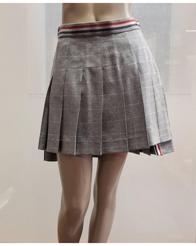 Thom Browne Pleated Flannel Skirt - Gray