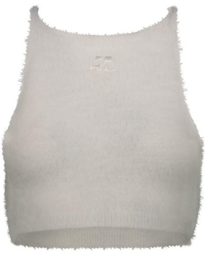 Courreges Crop Top In White Clothing - Grey