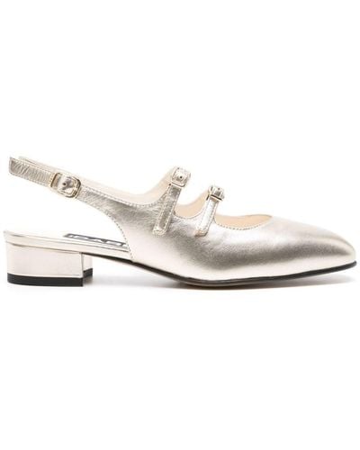 CAREL PARIS Peche Metallic Leather Slingback Ballet Flats - White