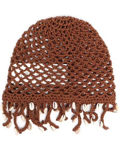 Alanui Mother Nature Cowry Shell Hat - Brown