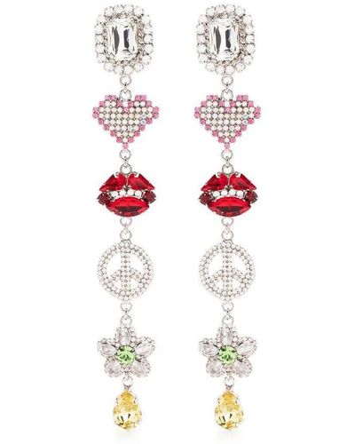 Alessandra Rich Crystal-embellished Charm Drop Earrings - White